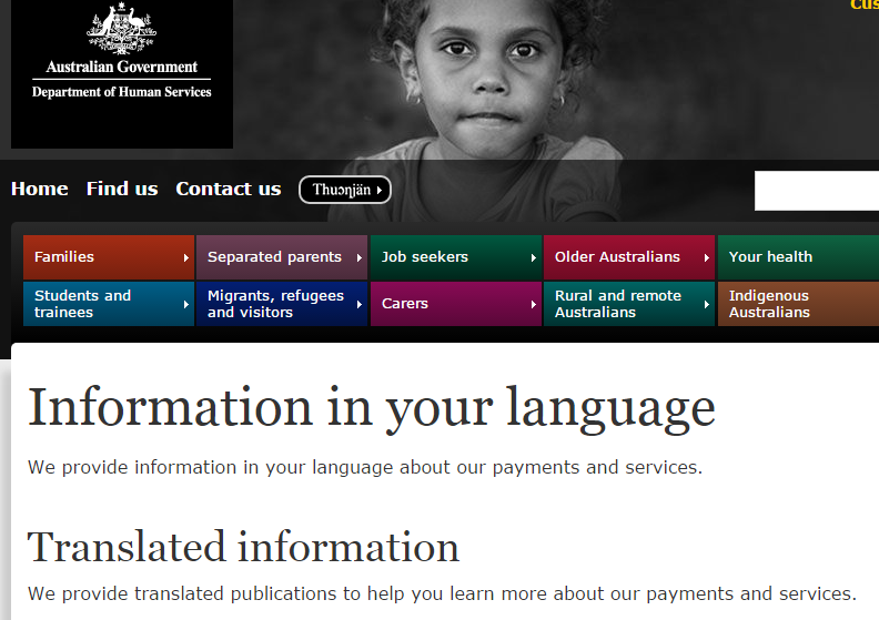 Centrelink Information in Your Language [Cth]