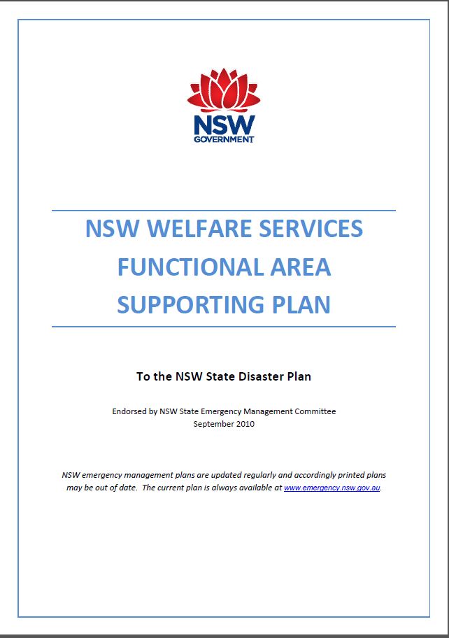 NSW Welfare Services Functional Area Supporting Plan