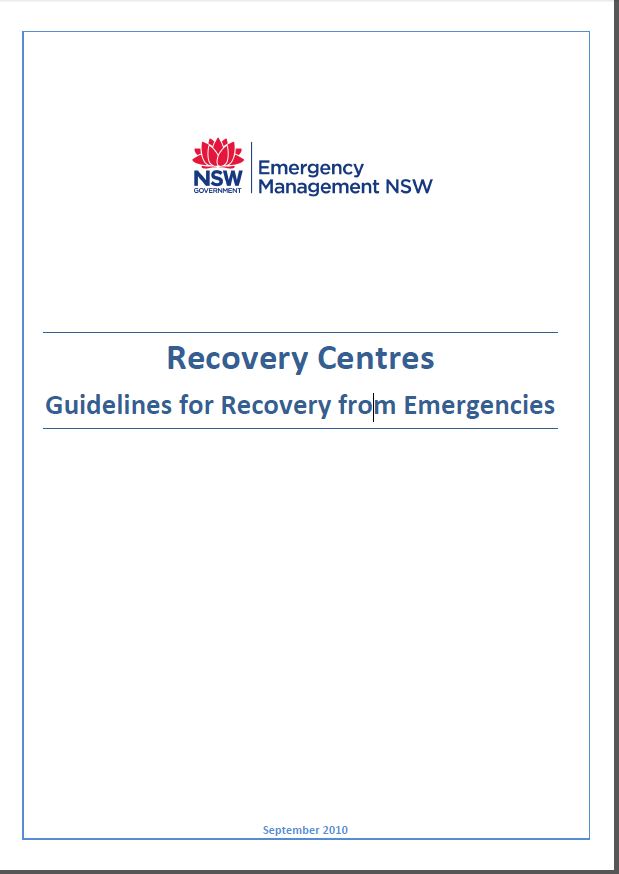 NSW Recovery Centres - Guidelines for Recovery from Emergencies