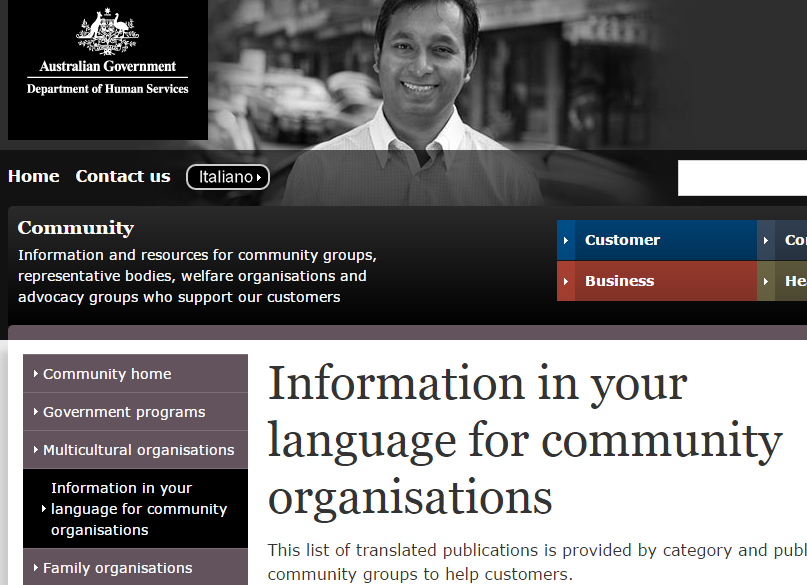 Centrelink Information in Your Language for Community Organisations [Cth]