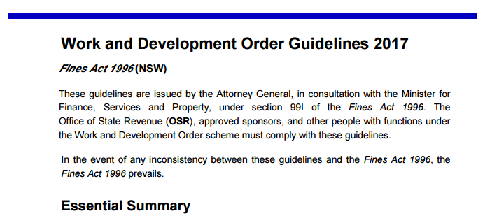Work and Development Order Guidelines 2017