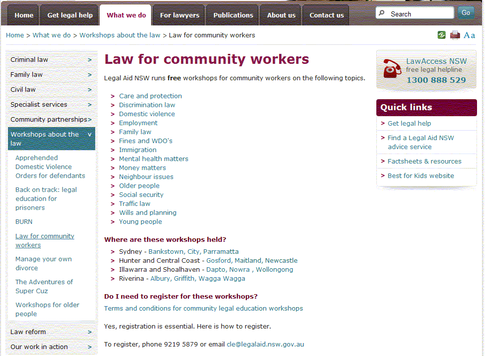 Law for community workers [NSW]