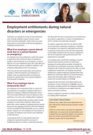 Employment conditions during natural disasters and emergencies