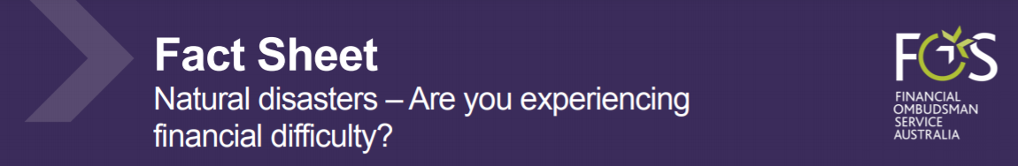 Natural Disasters: Are you experiencing financial difficulties? (Fact Sheet)