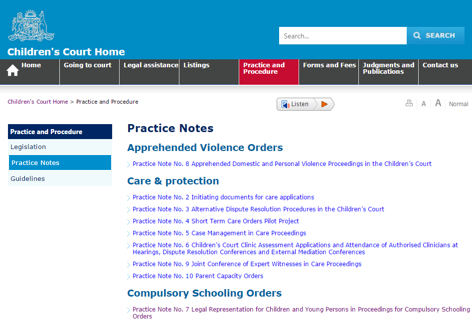 Children's Court - Practice Note 7 Compulsory Schooling Orders